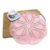 Centrino rosa ad uncinetto in cotone 31 cm - 2CN