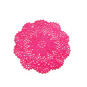 Sottobicchiere fucsia rotondo ad uncinetto in cotone 15.5 cm - 4 PEZZI - 8STT