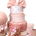 Torta scenografica bambina rosa con fiori orsetti mongolfiera e passeggino 