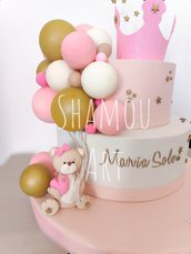 Torta scenografica bambina con palloncini orsetto stelline 