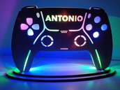 lampada joypad gamer videogioco legno regalo bimba bimbo handmade luce notturna laser decorazione stanzetta personalizzata