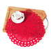 Centrino rosso rotondo ad uncinetto in cotone 32 cm - 13CN