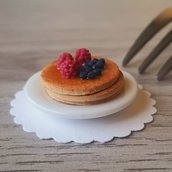 Pancake in miniatura per casa delle bambole, scala 1:12, fatta a mano, dolce in miniatura, set colazione per dollhouse