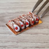 Cannoli Siciliani in miniatura, per casa delle bambole, scala 1:12, fatto a mano, pasticceria per casa delle bambole, dolce in miniatura