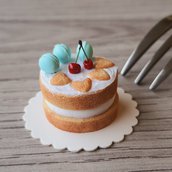 Torta in miniatura per casa delle bambole, con macaron, scala 1:12, fatta a mano, pasticceria per casa delle bambole, dolce in miniatura