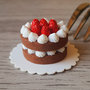 Torta in miniatura per casa delle bambole, con fragole, scala 1:12, fatta a mano, pasticceria per casa delle bambole, dolce in miniatura