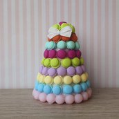 Torre di Macaron in miniatura per casa delle bambole, scala 1:12, fatta a mano, pasticceria per casa delle bambole, dolce in miniatura