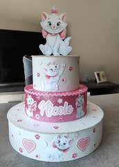 Torta finta Minù minou Aristogatti gomma crepla Eva decorazioni compleanno festa battesimo 