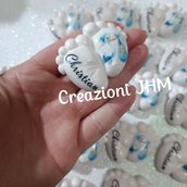 Bomboniera piedini gesso nascita cicogna battesimo 