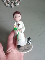 Cake Topper statuina sopratorta comunione bambino calcio 