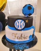 Torta scenografica Inter con luci- 40 anni Calcio