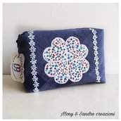 POCHETTE CUORI FIORI BLU 14