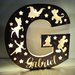 lampada iniziale nome legno regalo personalizzato bimba bimbo handmade luce notturna laser decorazione casa home decor