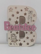 lampada iniziale nome legno regalo personalizzato bimba bimbo handmade luce notturna laser decorazione casa home decor