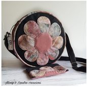 BORSA ROTONDA CON FIORE APPLICATO