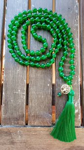 Collana lunga mala in agata verde