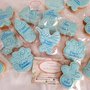 Biscotto nascita battesimo decorati con pasta di zucchero baby shower gender reveal personalizzati con nome 