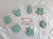 Biscotto nascita battesimo decorati con pasta di zucchero baby shower gender reveal