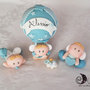 cake topper a tema angelo con angelo in mongolfiera set 3 pezzi personalizzabile con nome 