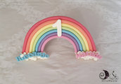 Cake topper arcobaleno con nuvole e nomi personalizzati speciale gemellini bimba e bimbo