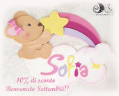 10% di sconto in shop su prodotti nascita, bomboniere, cake topper, oggettistica