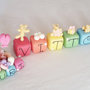 cake topper auguri principessa e orsetti arcobaleno primo compleanno cubi nome set personalizzabile