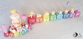 cake topper auguri principessa e orsetti arcobaleno primo compleanno cubi nome set personalizzabile