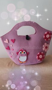 Borsa bimba in feltro con piguina