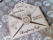 lettera letterina legno natalizia babbo natale decorazione gnomi albero di natale merry christmas handmade laser regalo