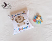 portaconfetti pillow box grande animali della giungla leone primo compleanno personalizzabile