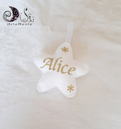 addobbo albero di natale stella bianca con nome oro decorazione natalizia idea regalo personalizzabile 