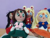 Bambola fatta  a mano all'uncinetto, amigurumi Sailor Jupiter, Moon