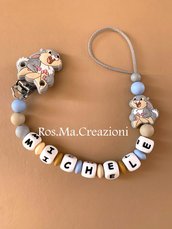 Porta ciuccio/succhiotto Personalizzabile Nome Bimbo/a