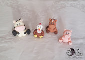 4 animali della fattoria cake topper decorazione torte 