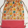 Sacca / sacchetta bambina in stoffa fiori 3d con bretelline, personalizzabile