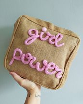 Pochette juta decorazione in tricotin Girl Power