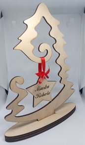 albero di natale legno auguri handmade laser regalo maestra decorazione addobbo personalizzato christmas