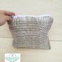 POCHETTE TESSUTA A MANO BIANCA E ORO CON ZIP