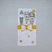 Portaposate natalizio bianco con stelle, 23 x 11 cm  