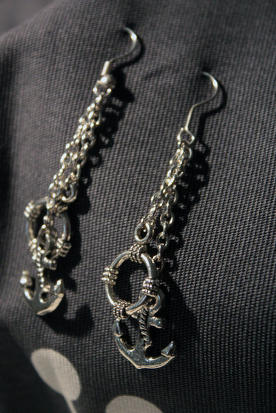 Miniblings Orecchini A Ancora Con Corda In Argento Placcato - Gioielli Moda Fatti A Mano, Pendente 20 Mm, Regalo Unisex Per Amanti Del Mare