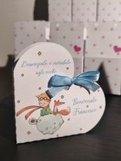 Scatolina piccolo principe nascita battesimo festa compleanno scatoline box gadget 