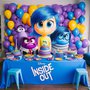 Idee Allestimento tavolo Inside Out 2 personalizza addobbi scatoline regali fine festa compleanno