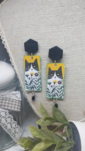 Orecchini gatto cat earrings carta paper 