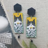 Orecchini gatto cat earrings carta paper 