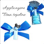 Decorazione applicazione topolino barattolo sacchetto scatola compleanno segnaposto fiocco nascita battesimo 