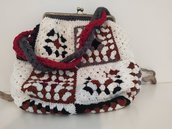 Borsa crochet motivo mattonella Granny,con chiusura a borsellino