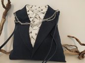 Borsa blazer in tessuto con tracolla e catena