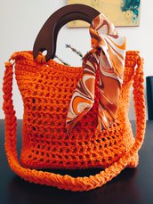 Borsa crochet arancione,fatta a mano