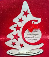 albero di natale legno auguri handmade laser regalo maestra decorazione addobbo personalizzato christmas