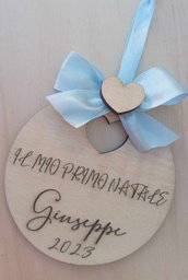 decorazione pallina personalizzata il mio primo natale legno albero di natale incisione nome personalizzato handmade laser regalo